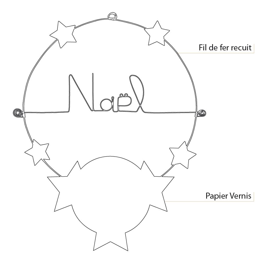 Prénom Naël en fil de fer - Étoile bleue - Bijoux de mur