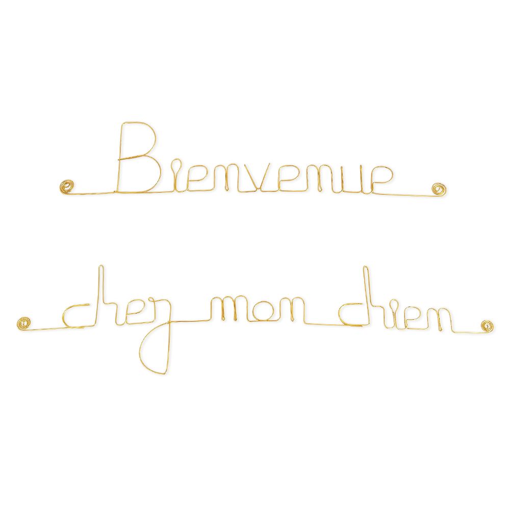 Message simple en fil de fer " Bienvenue chez mon chien " - à punaiser - Bijoux de mur