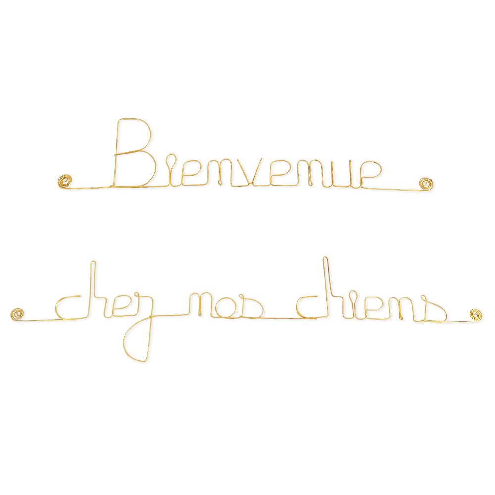 Message simple en fil de fer " Bienvenue chez nos chiens " - à punaiser - Bijoux de mur