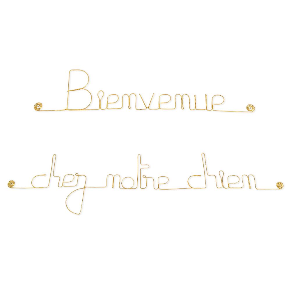 Message simple en fil de fer " Bienvenue chez notre chien " - à punaiser - Bijoux de mur