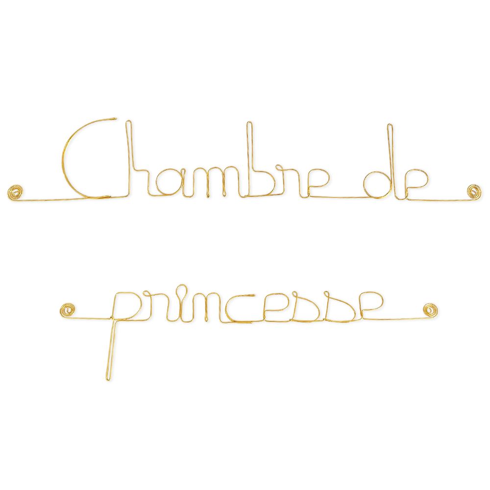Message simple en fil de fer " Chambre de princesse " - Bijoux de Mur