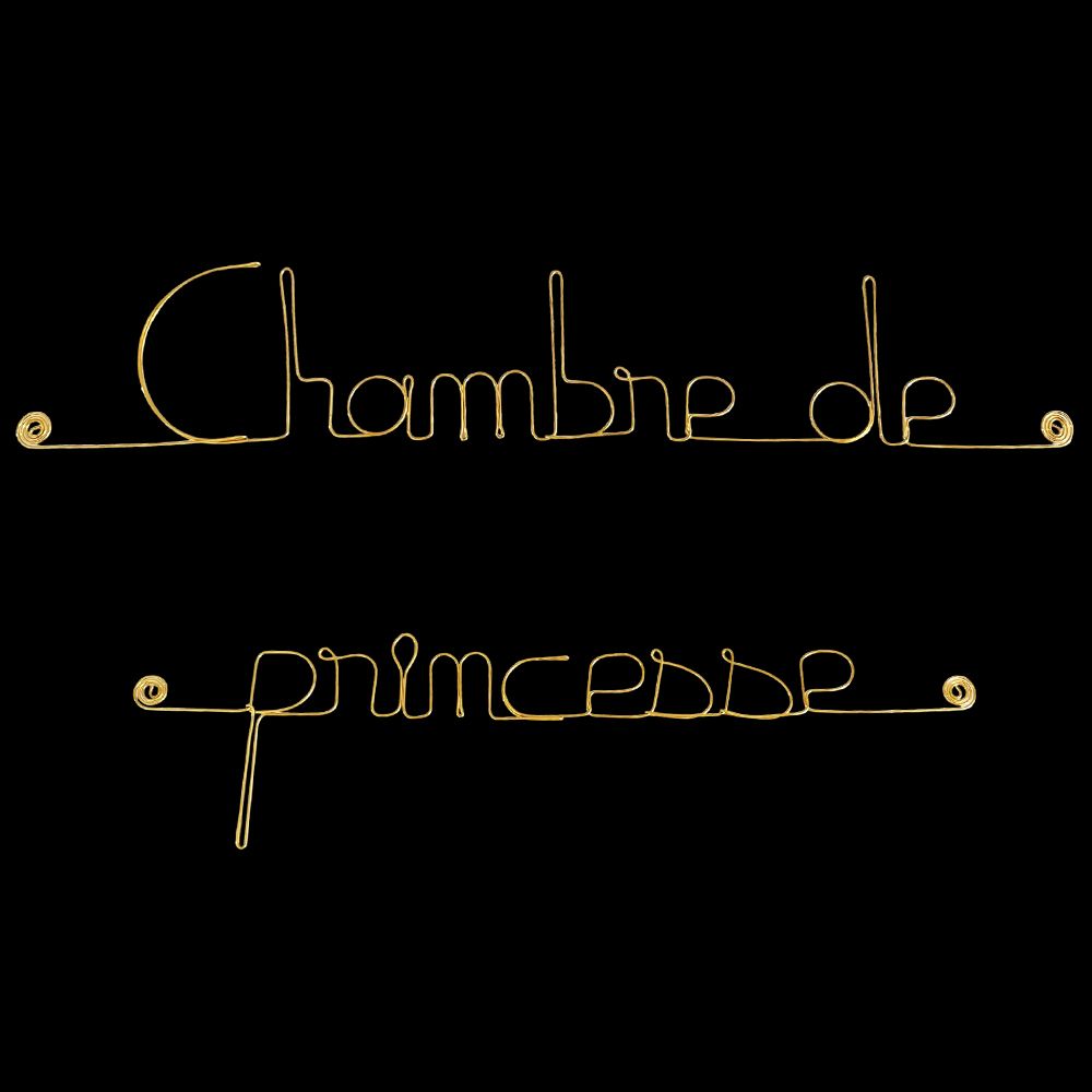 Message simple en fil de fer " Chambre de princesse " - Bijoux de Mur