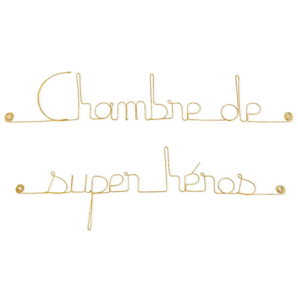 Message simple en fil de fer " Chambre de super héros " - à punaiser - Bijoux de mur