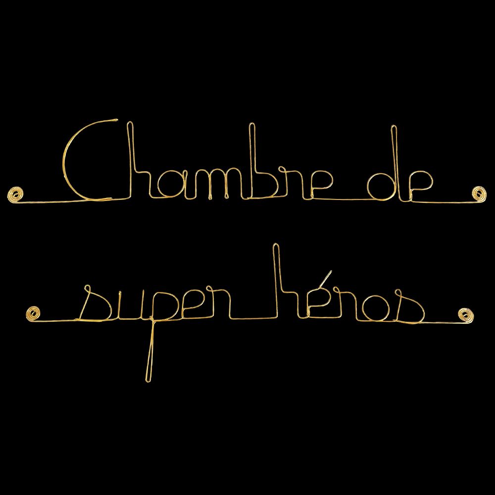 Message simple en fil de fer " Chambre de super héros " - à punaiser - Bijoux de mur