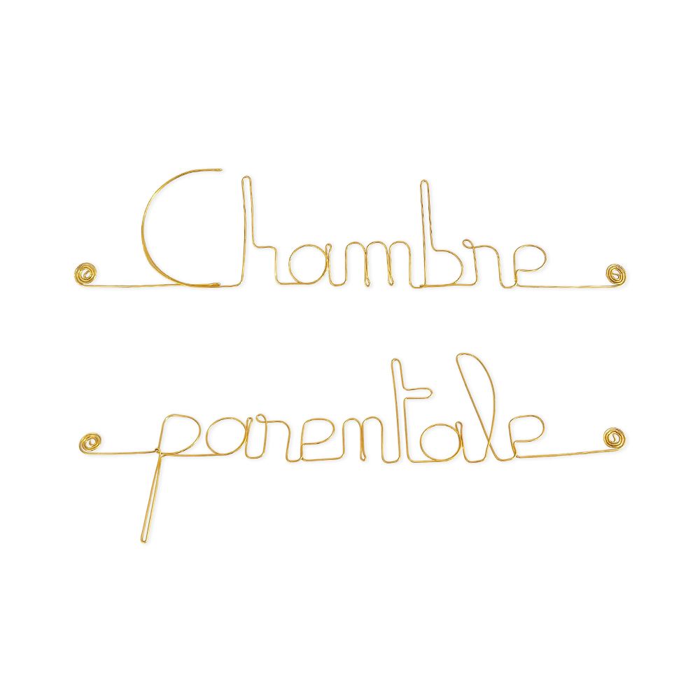 Message simple en fil de fer " Chambre parentale " - à punaiser - Bijoux de mur