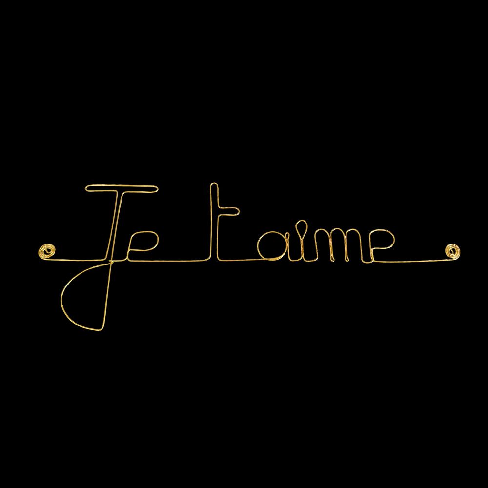 Message simple en fil de fer " Je t'aime " - à punaiser - Bijoux de mur