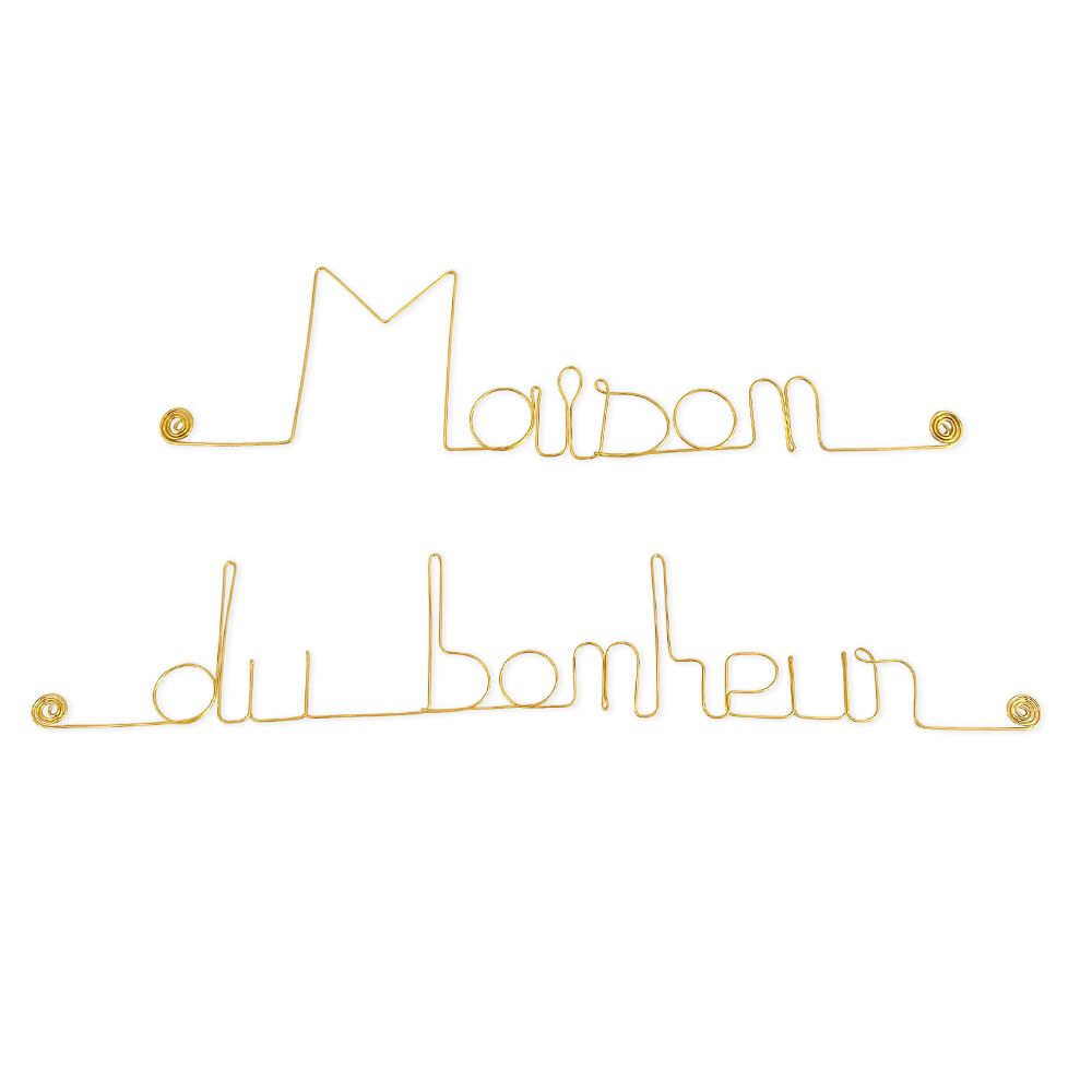 Message simple en fil de fer " Maison du bonheur " - à punaiser - Bijoux de mur