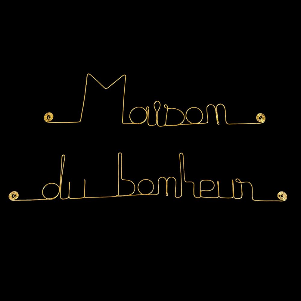 Message simple en fil de fer " Maison du bonheur " - à punaiser - Bijoux de mur