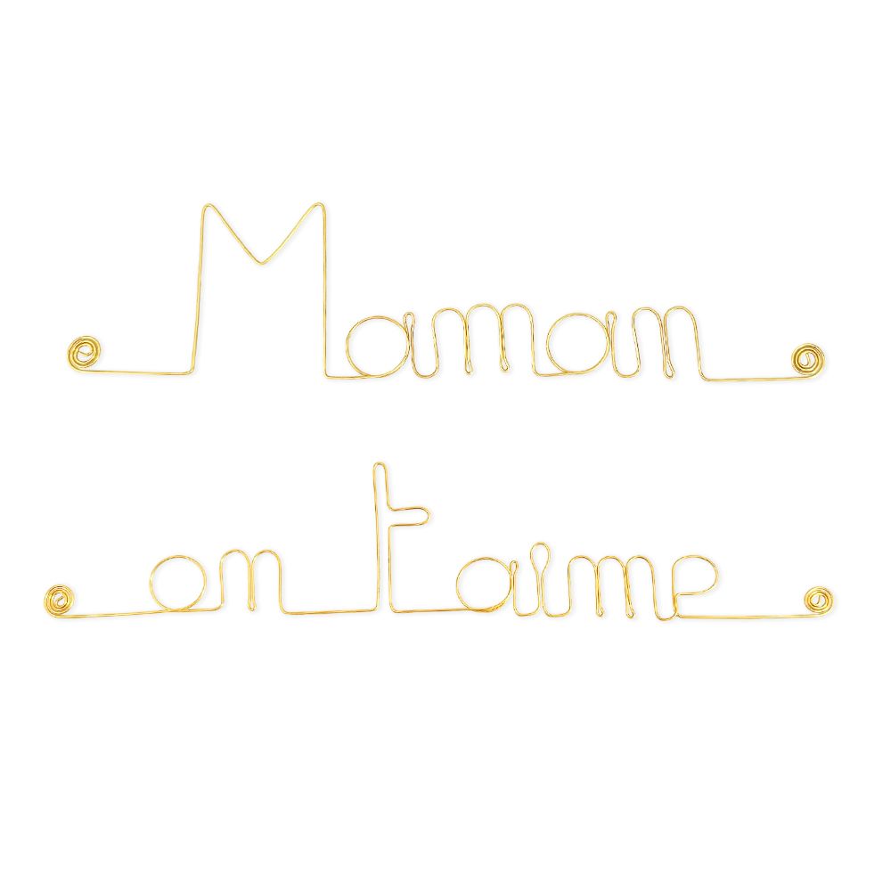 Message simple en fil de fer " Maman on t'aime " - à punaiser - Bijoux de mur