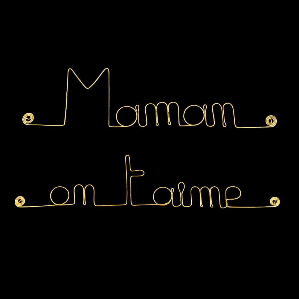 Message simple en fil de fer " Maman on t'aime " - à punaiser - Bijoux de mur