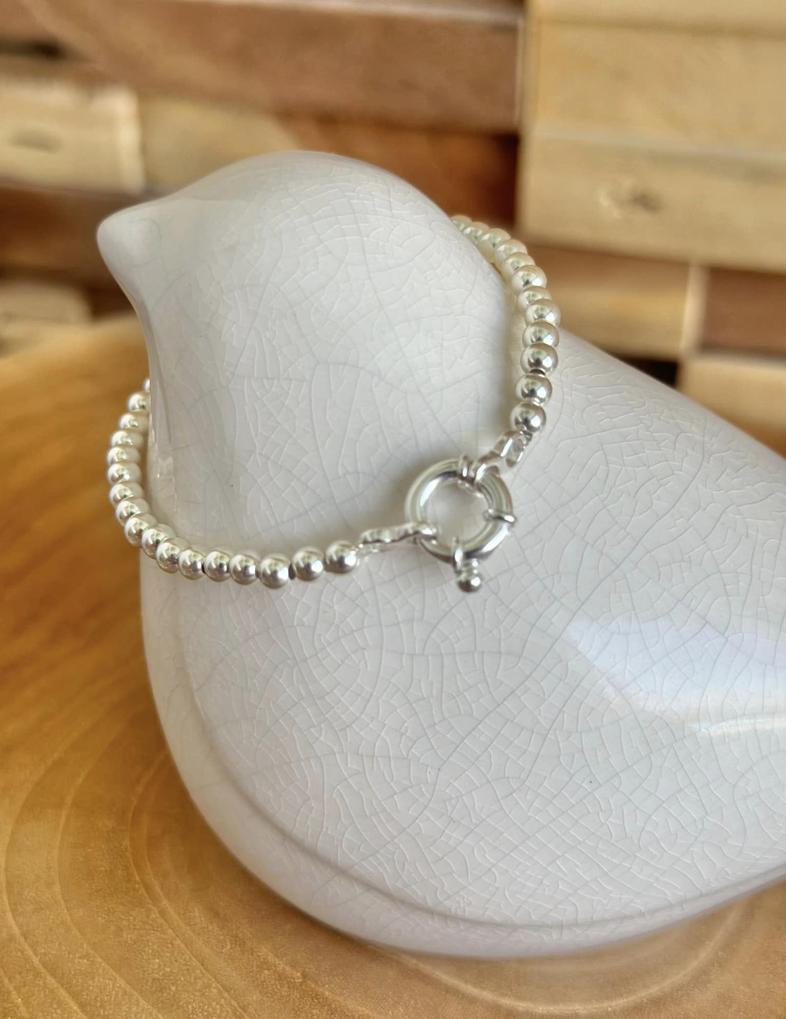 Bracelet en argent 925, Toggle (perles épaisses 3mm)