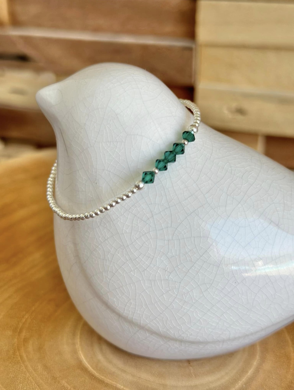 Bracelet argent 925, Swarovski vert