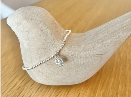 Bracelet argent 925, pendentif mini vierge