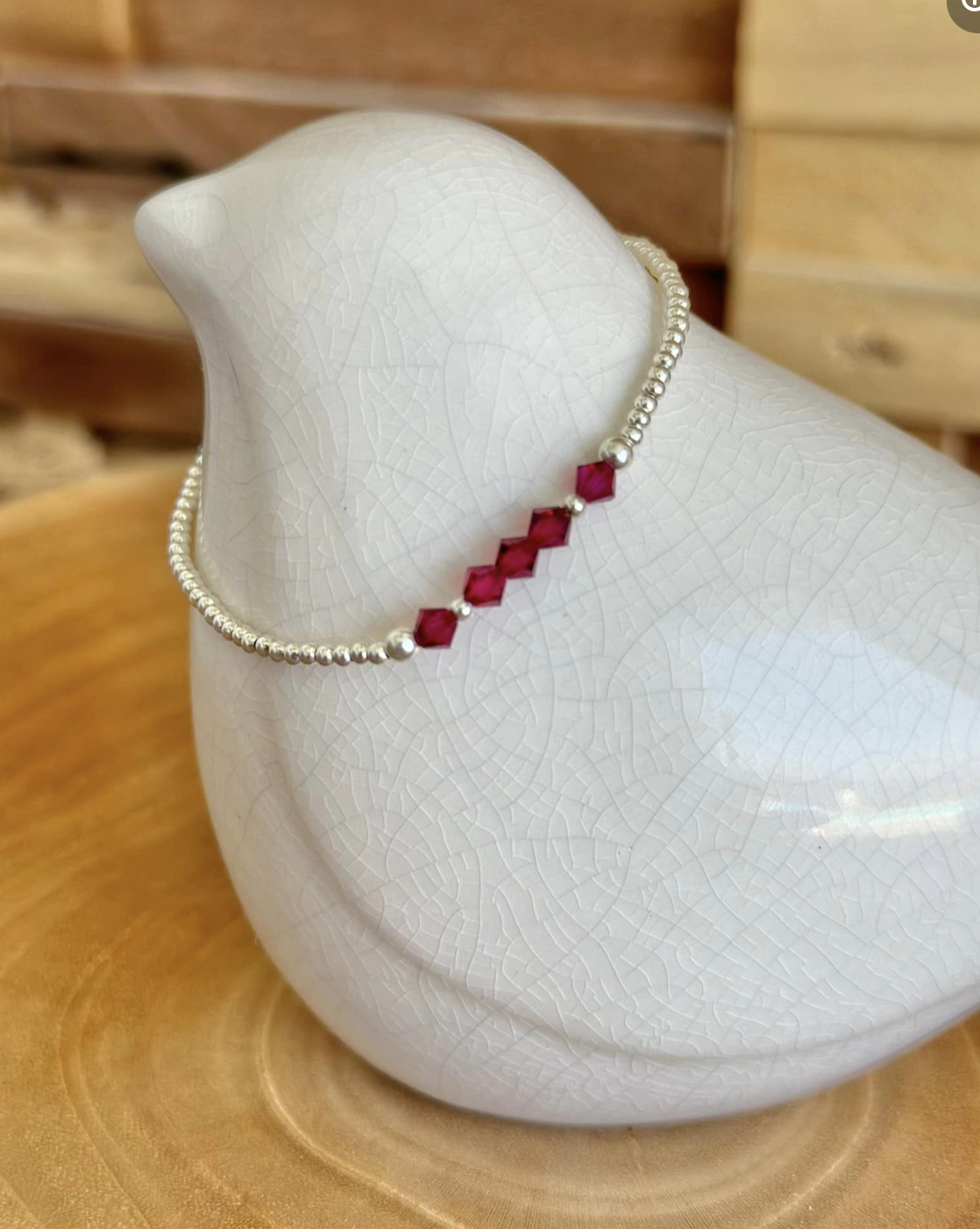 Bracelet en argent 925, Swarovski groseille