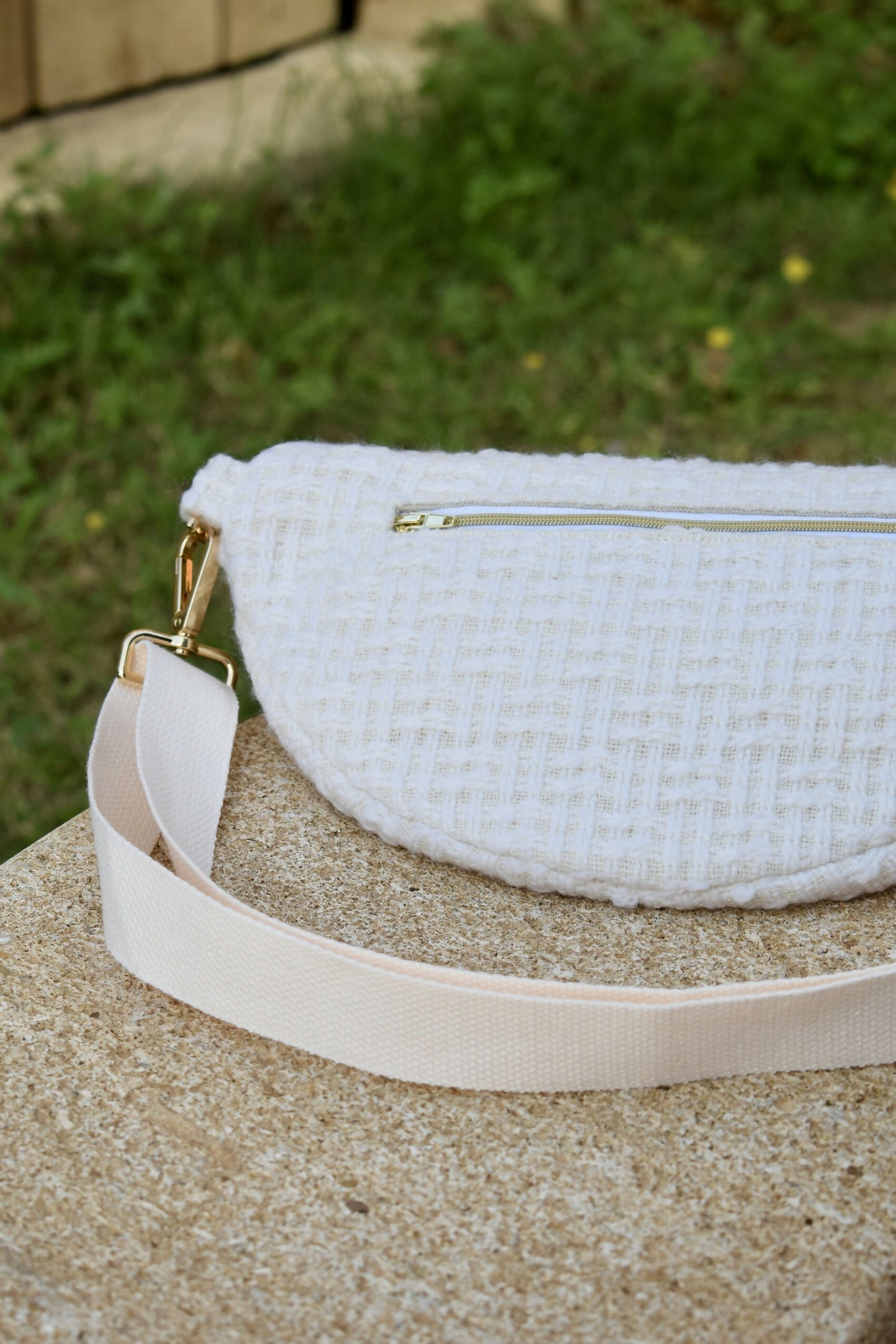 SAC BANANE HORTENSE TWEED ÉCRU