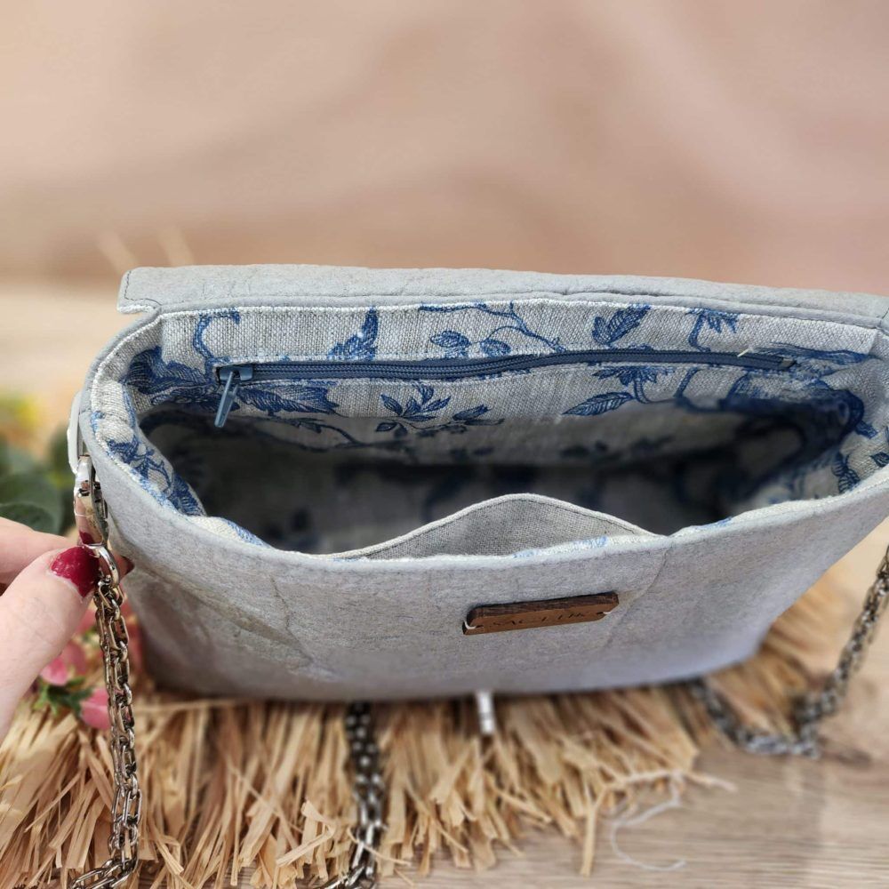 Sac Lys en Lin Mésange bleue et Piñatex gris