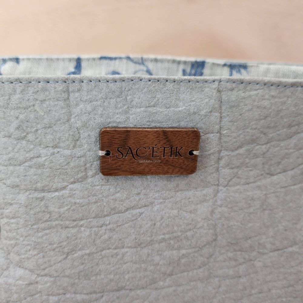 Sac Lys en Lin Mésange bleue et Piñatex gris