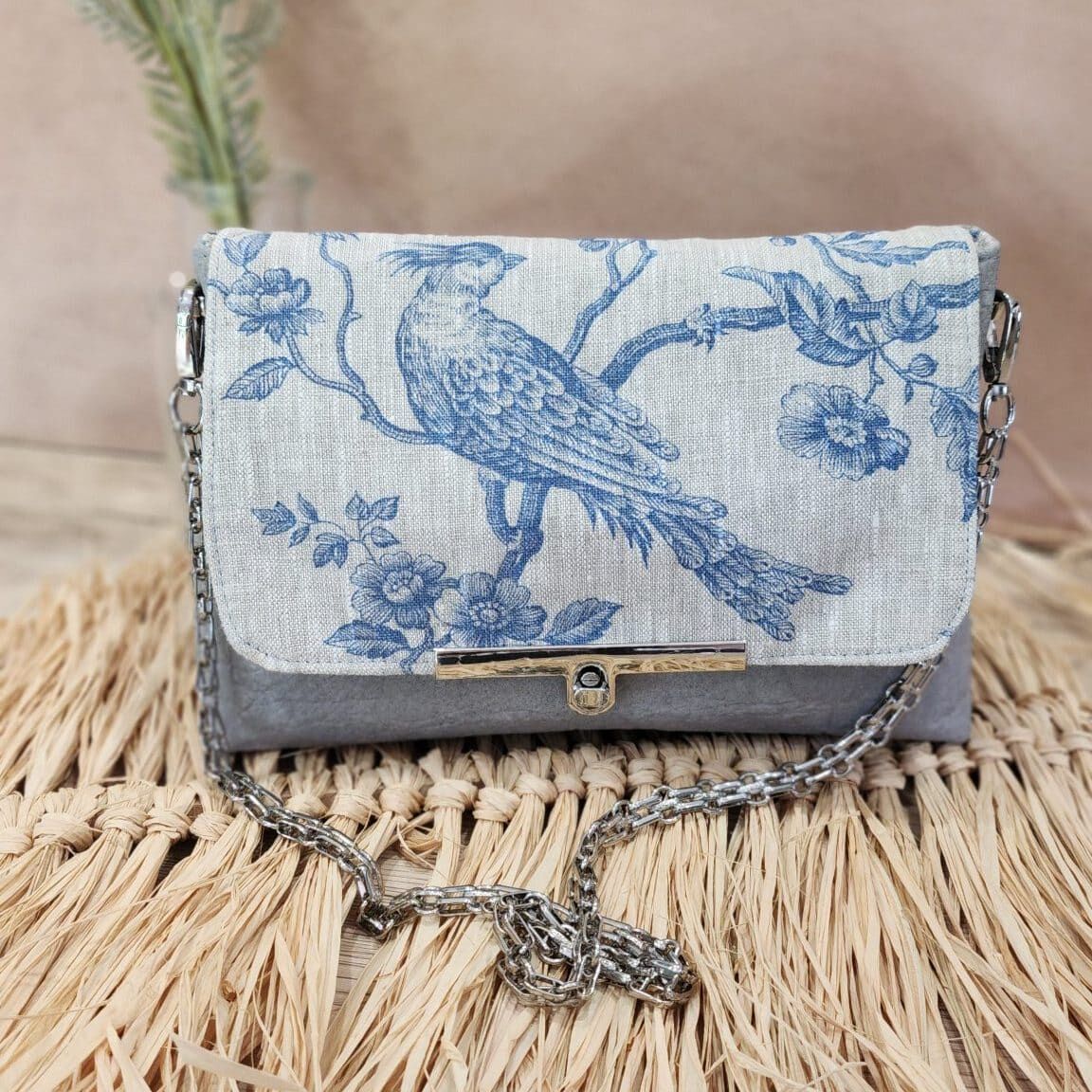 Sac Lys en Lin Mésange bleue et Piñatex gris