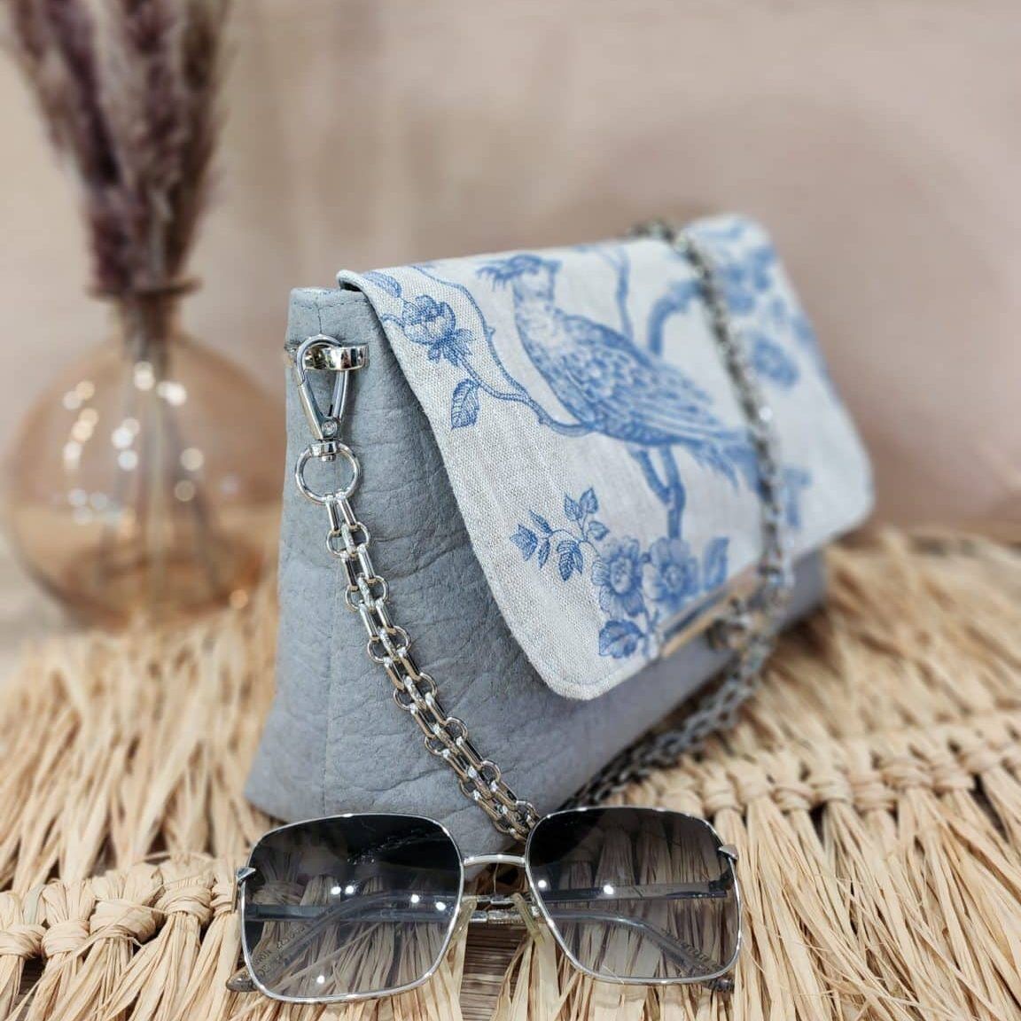 Sac Lys en Lin Mésange bleue et Piñatex gris
