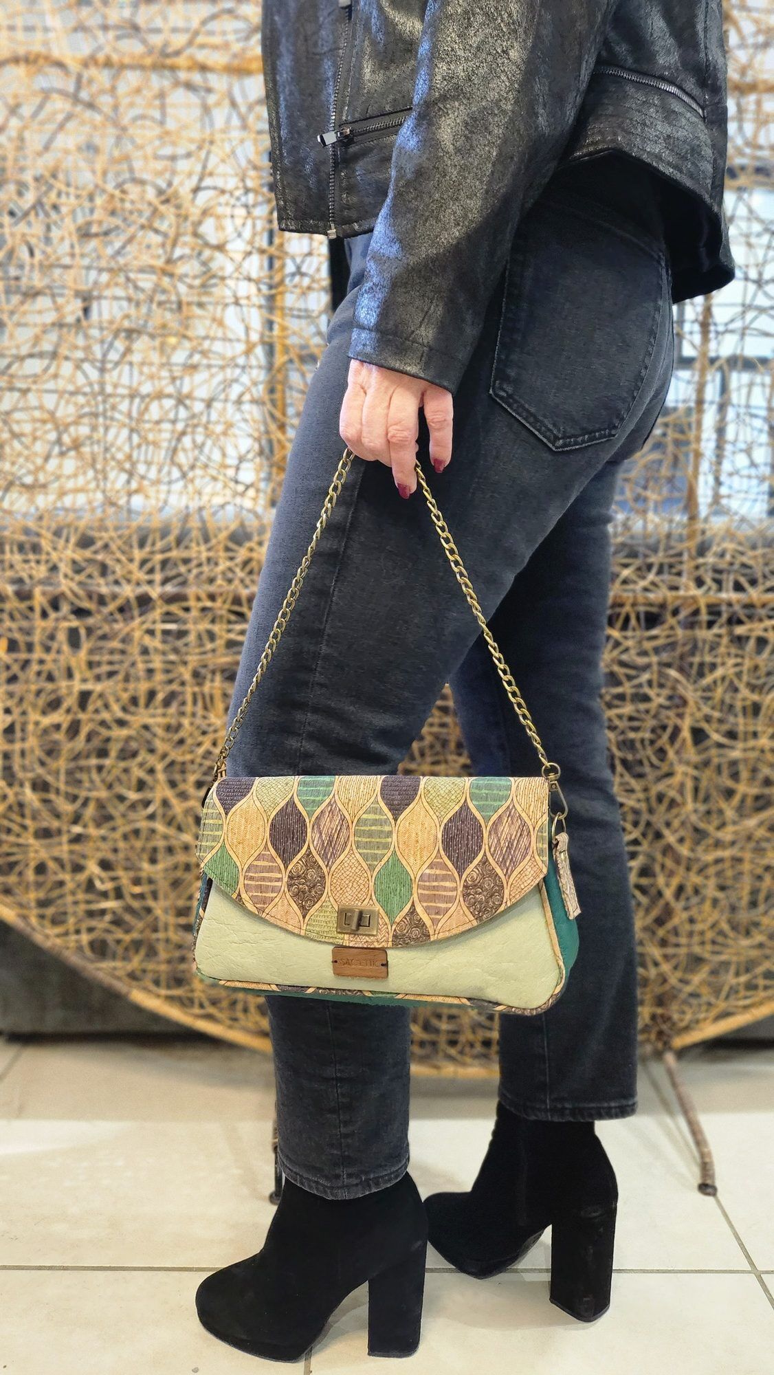 Sac Baguette Magnolia en Piñatex avec Rabat en Liège