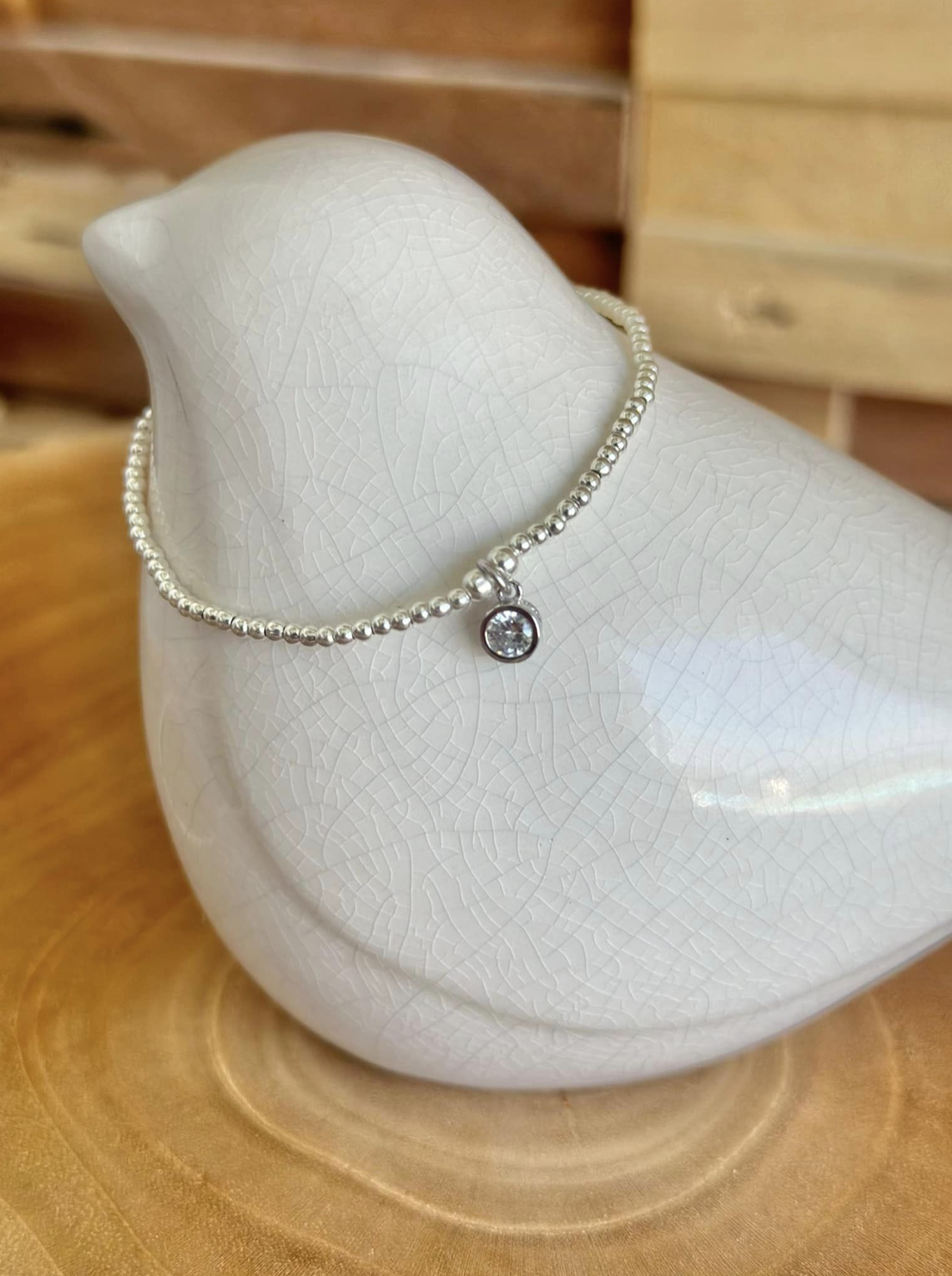 Bracelet en argent 925, pendentif solitaire zirconium