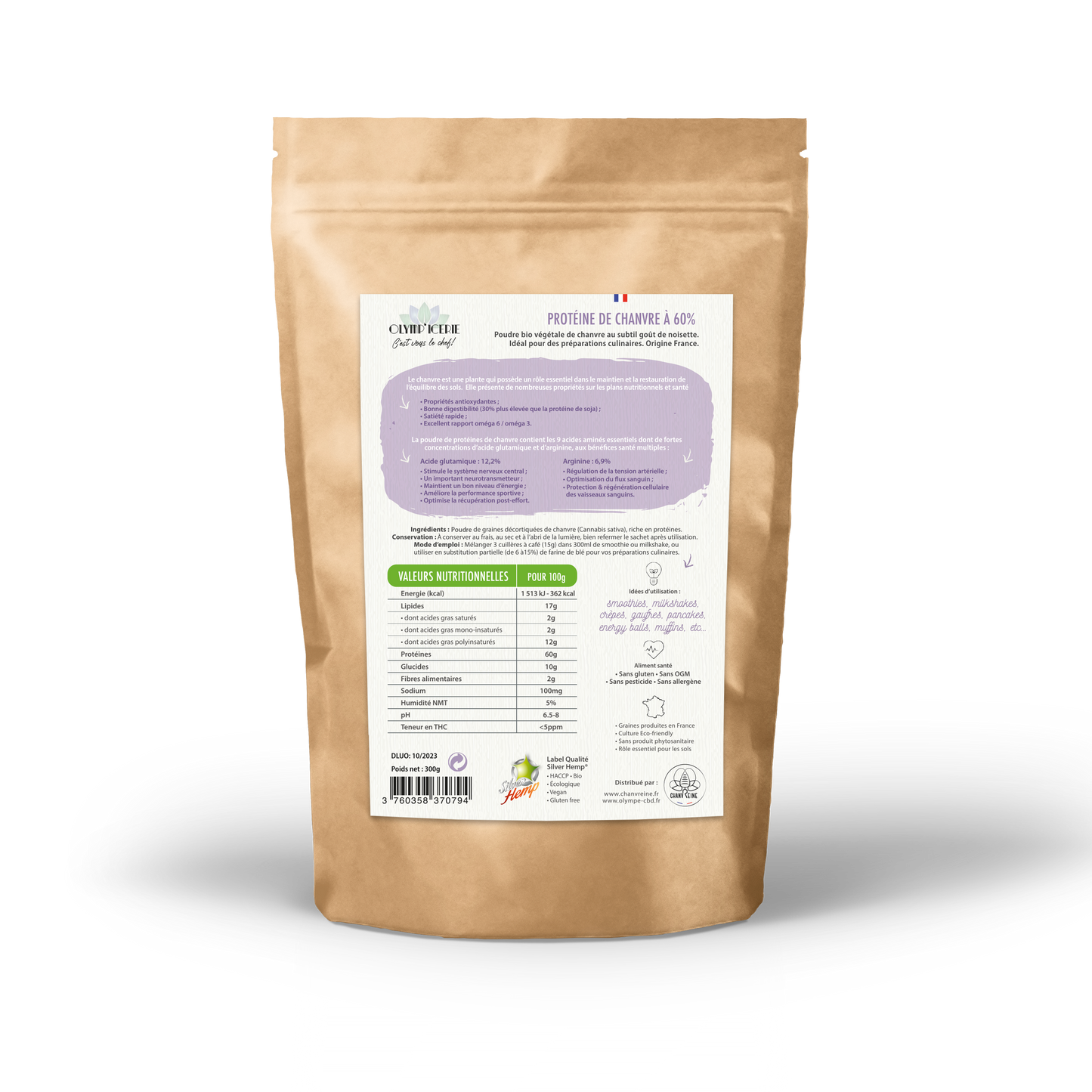 proteine de chanvre bio et en poudre Olympe CBD