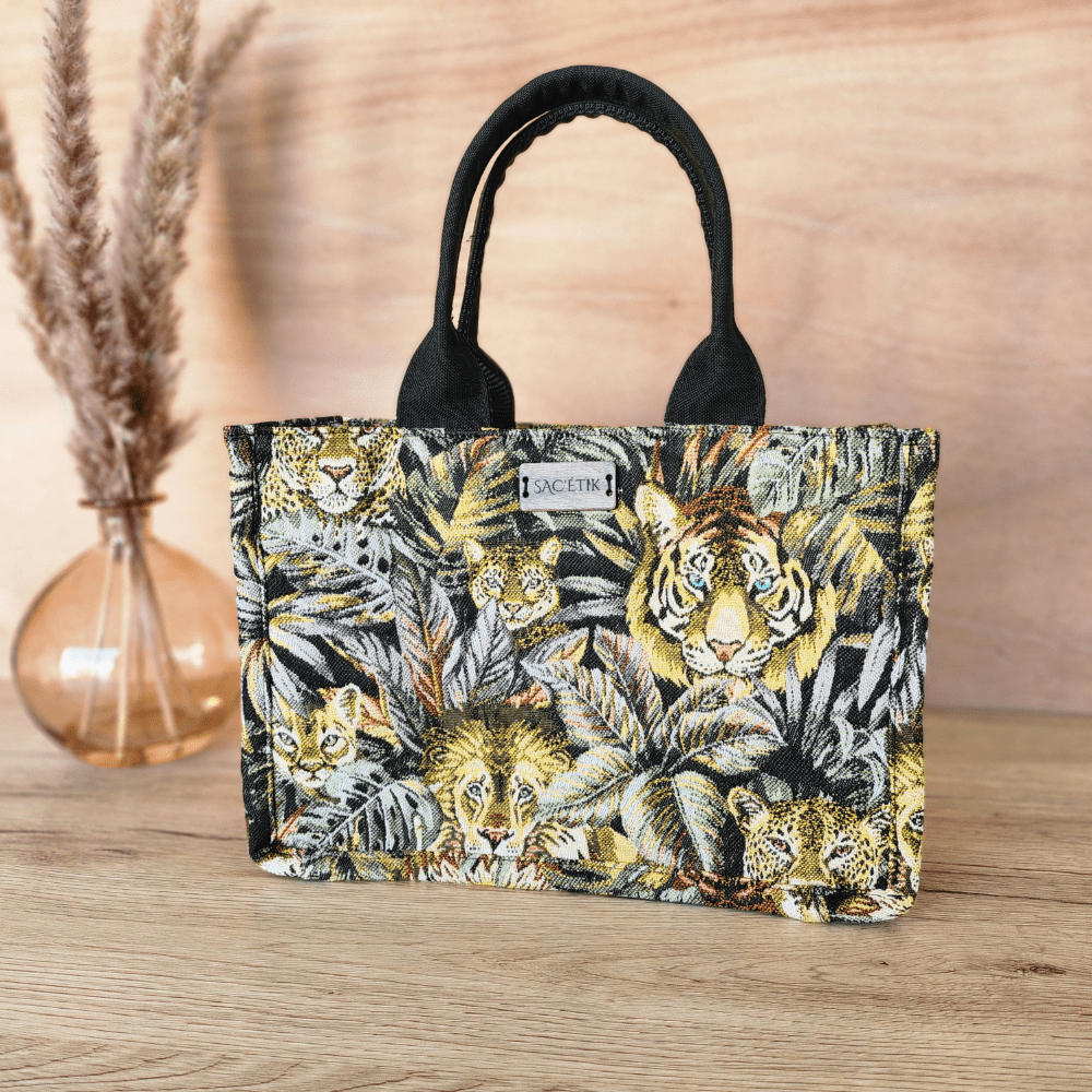 Sac Cabas en Jacquard Motifs Jungle- Petit modèle