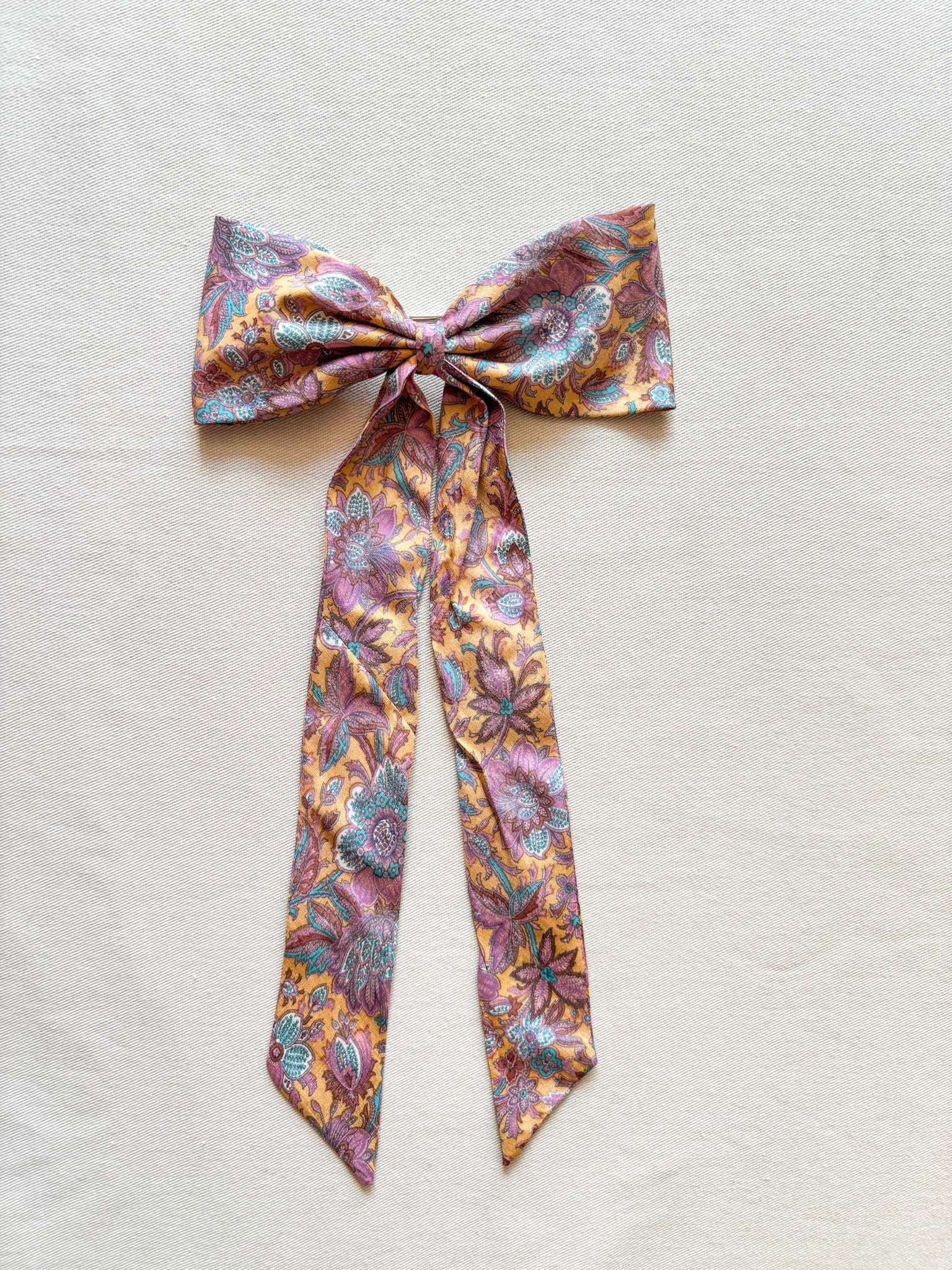 Barrette Nœud Upcyclé 'Jardin d'Eden" (grand)