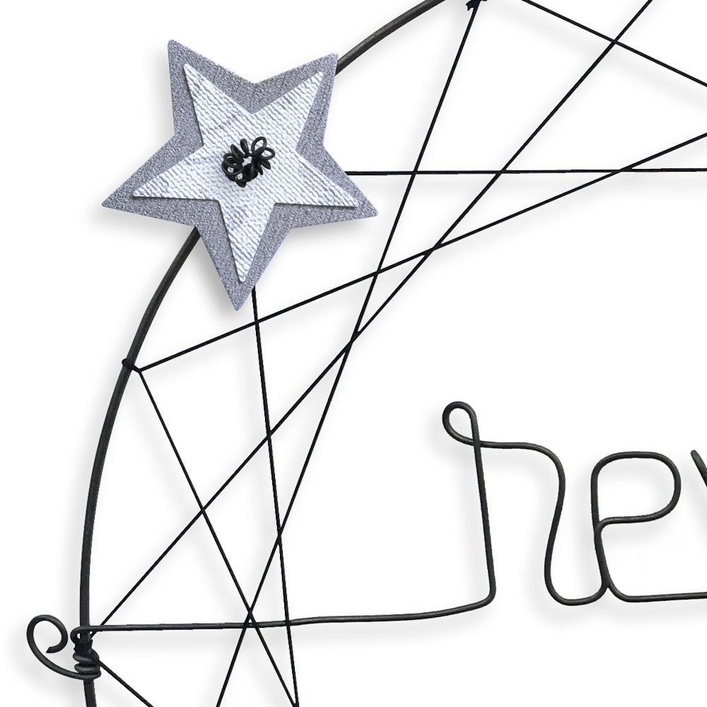 Attrape-rêves en fil de fer - Étoile - Blanc : Rêves - environ 28 x 65 cm - Bijoux de mur