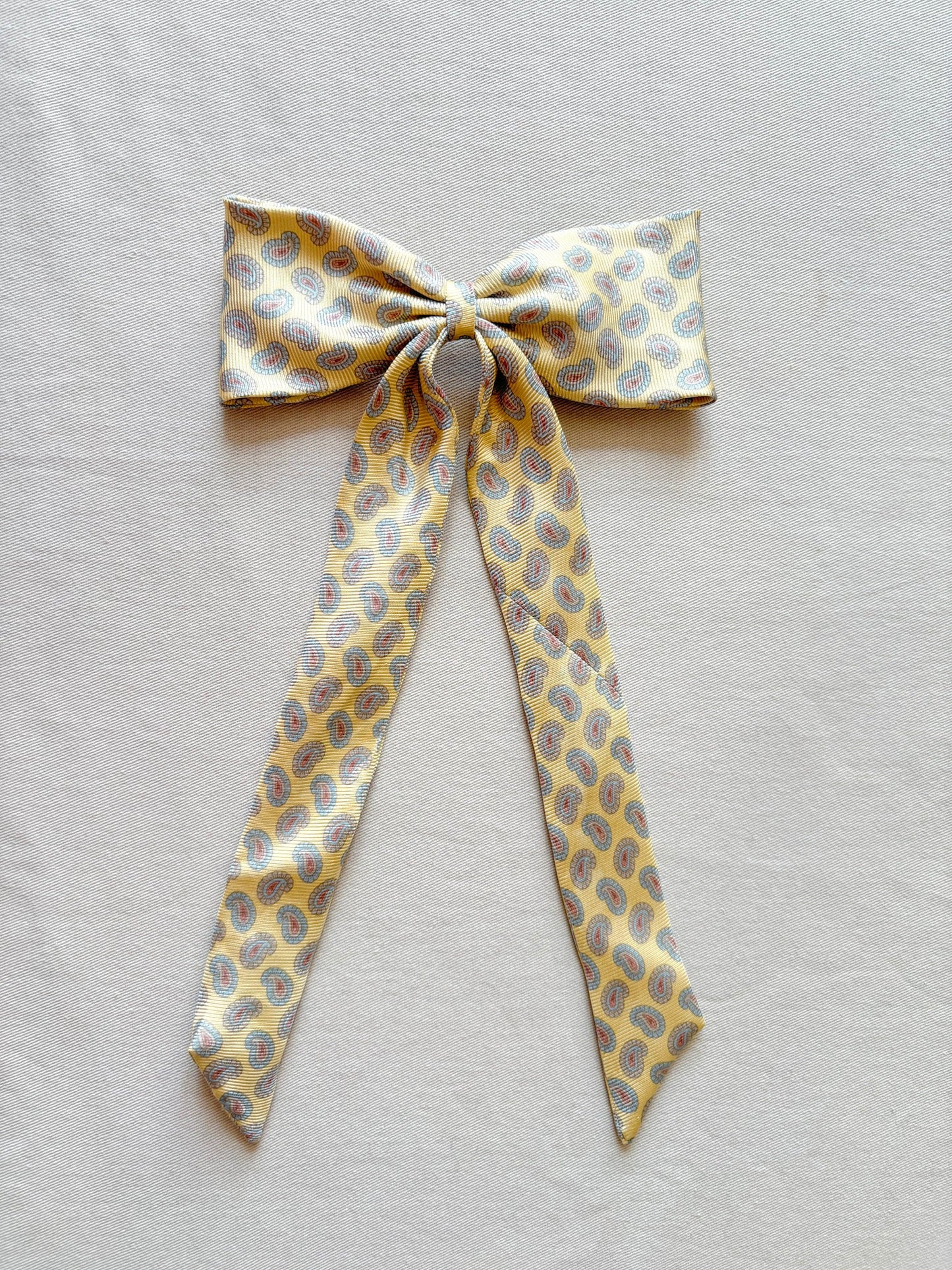 Barrette Nœud Upcyclé 'Lemonade' (grand)