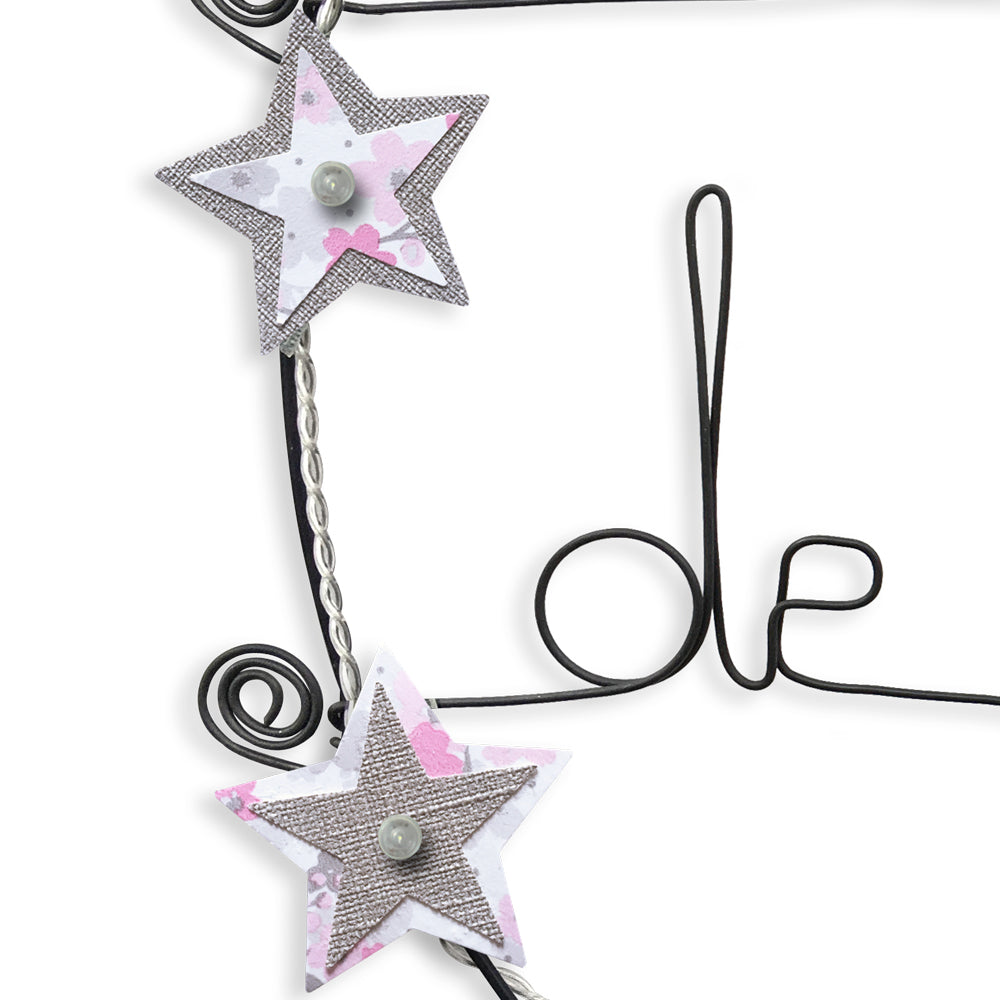 Message lumineux en fil de fer - Étoile - Rose : Chambre de princesse - environ 40 x 45 cm - Bijoux de mur