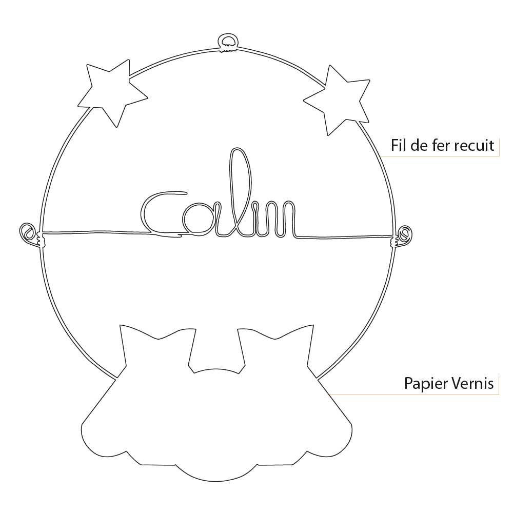 Message coloré en fil de fer - Chouette - Rose : Câlin - environ 29 x 33 cm - Bijoux de mur