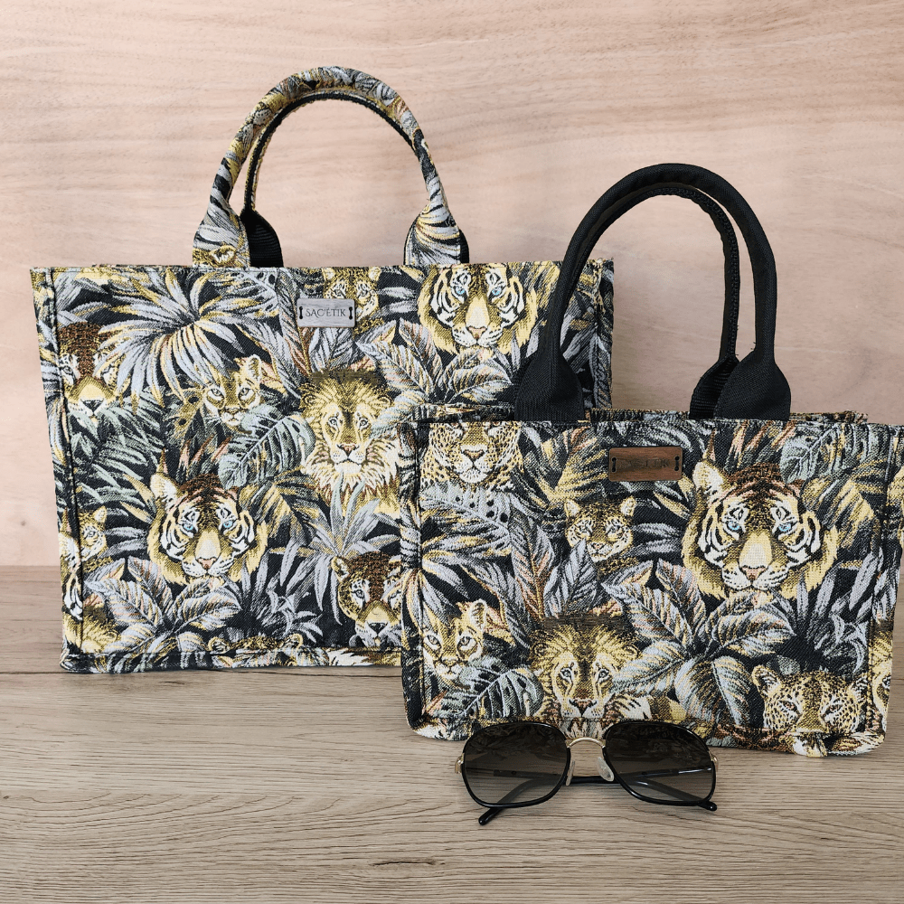 Sac Cabas en Jacquard Motifs Jungle- Petit modèle