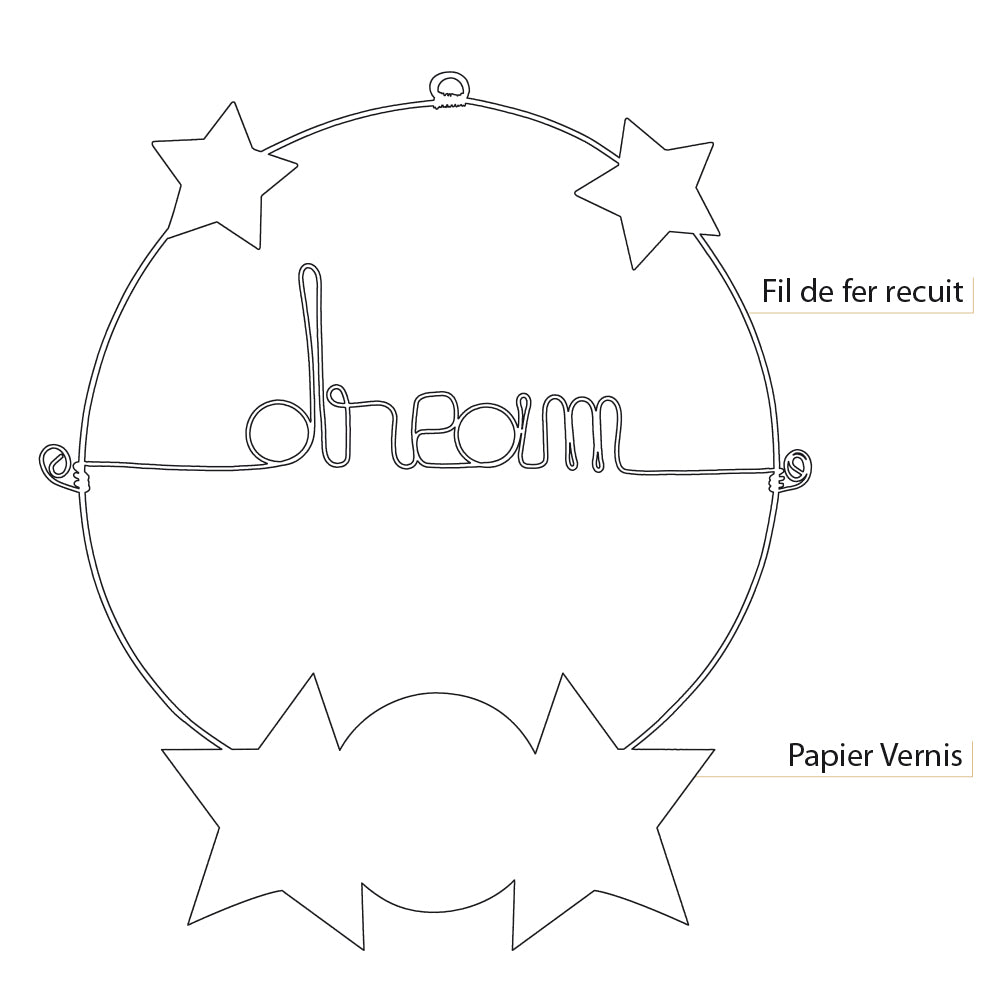 Message coloré en fil de fer - Etoile - Rose : Dream - environ 29 x 34 cm - Bijoux de mur
