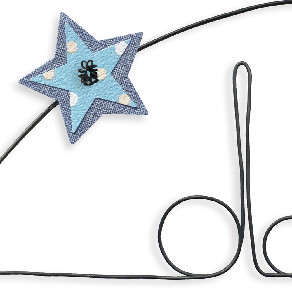 Message coloré en fil de fer - Chouette - Bleu : Douce nuit - Grand - environ 37 x 44 cm - Bijoux de mur