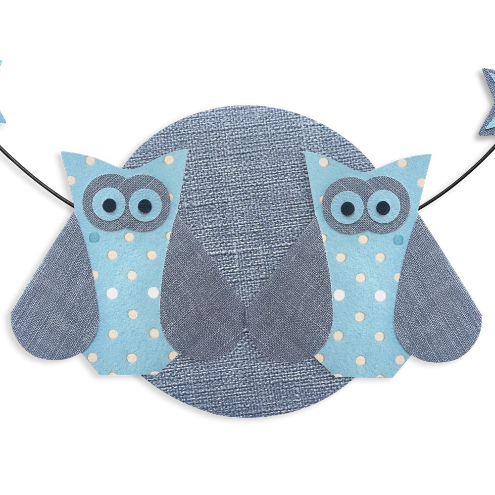 Message coloré en fil de fer - Chouette - Bleu : Douce nuit - Grand - environ 37 x 44 cm - Bijoux de mur