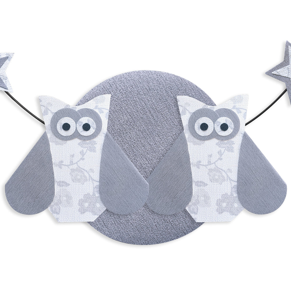Message coloré en fil de fer - Chouette - Blanc : Douce nuit - Grand - environ 37 x 44 cm - Bijoux de mur