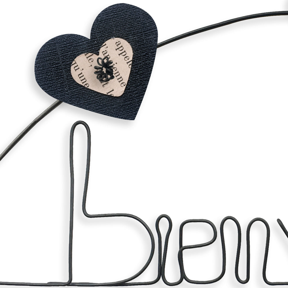 Message coloré en fil de fer - Chat - Noir : Bienvenue chez nous - environ 37 x 44 cm - Bijoux de mur