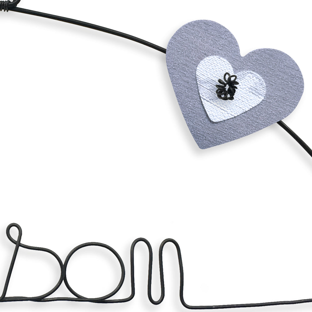 Message coloré en fil de fer - Chat - Blanc : Maison du bonheur - environ 37 x 44 cm - Bijoux de mur