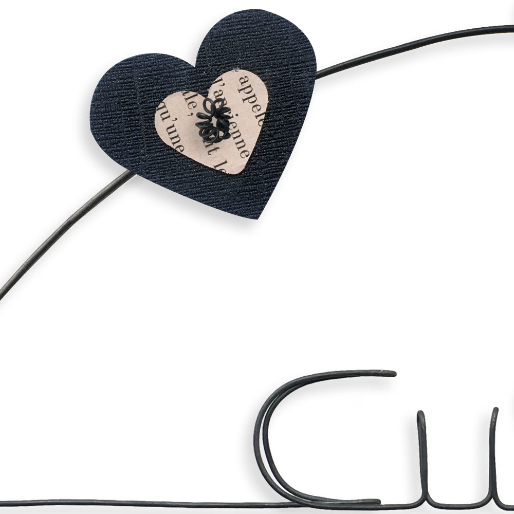 Message coloré en fil de fer - Cupcake - Noir : Cuisine de l'amour - environ 37 x 44 cm - Bijoux de mur