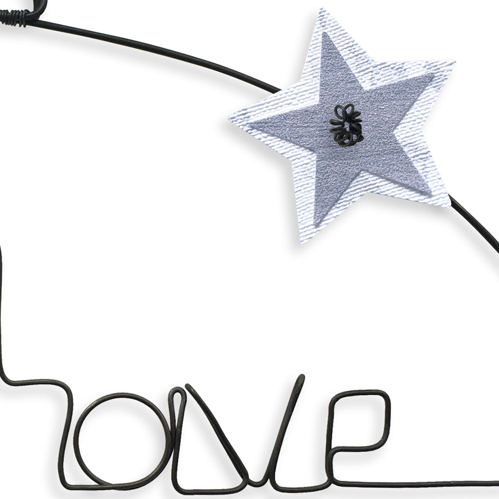 Message coloré en fil de fer - Étoile - Blanc : I have a dream - environ 37 x 44 cm - Bijoux de mur