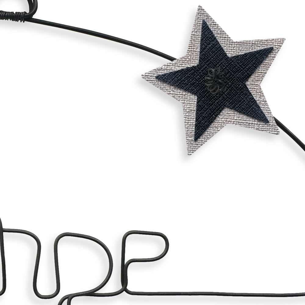 Message coloré en fil de fer - Étoile - Noir : Carpe diem - environ 37 x 44 cm - Bijoux de mur