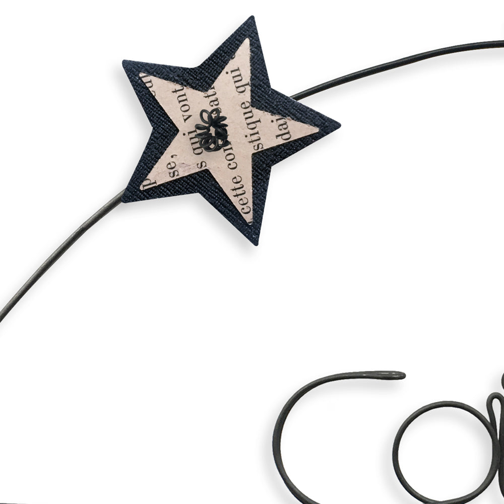 Message coloré en fil de fer - Étoile - Noir : Carpe diem - environ 37 x 44 cm - Bijoux de mur