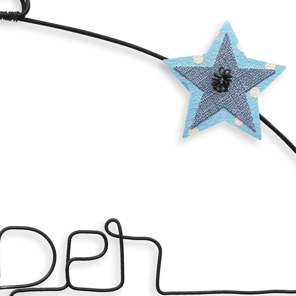 Message coloré en fil de fer - Étoile - Bleu : Super héros - environ 37 x 47 cm - Bijoux de mur
