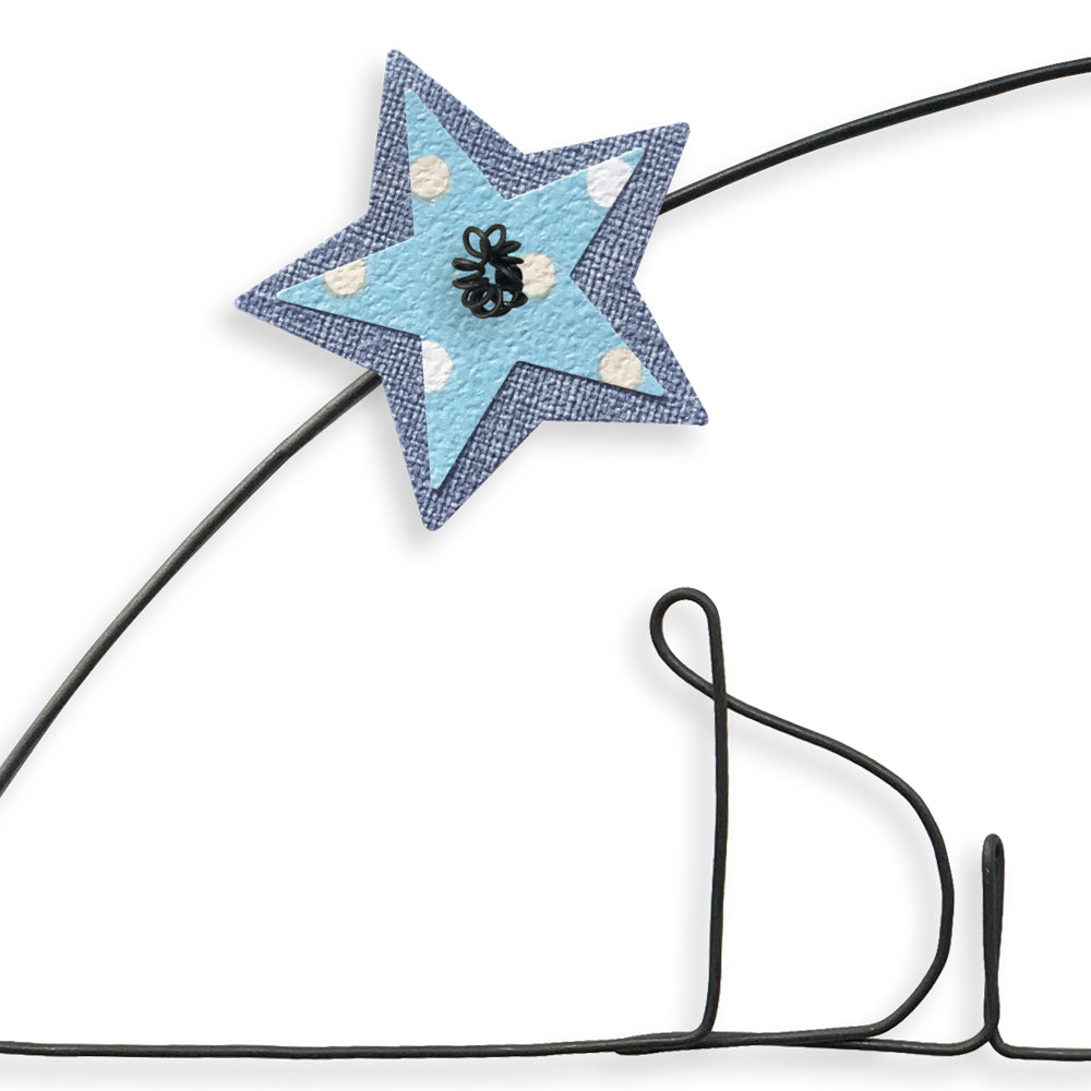 Message coloré en fil de fer - Étoile - Bleu : Super héros - environ 37 x 47 cm - Bijoux de mur