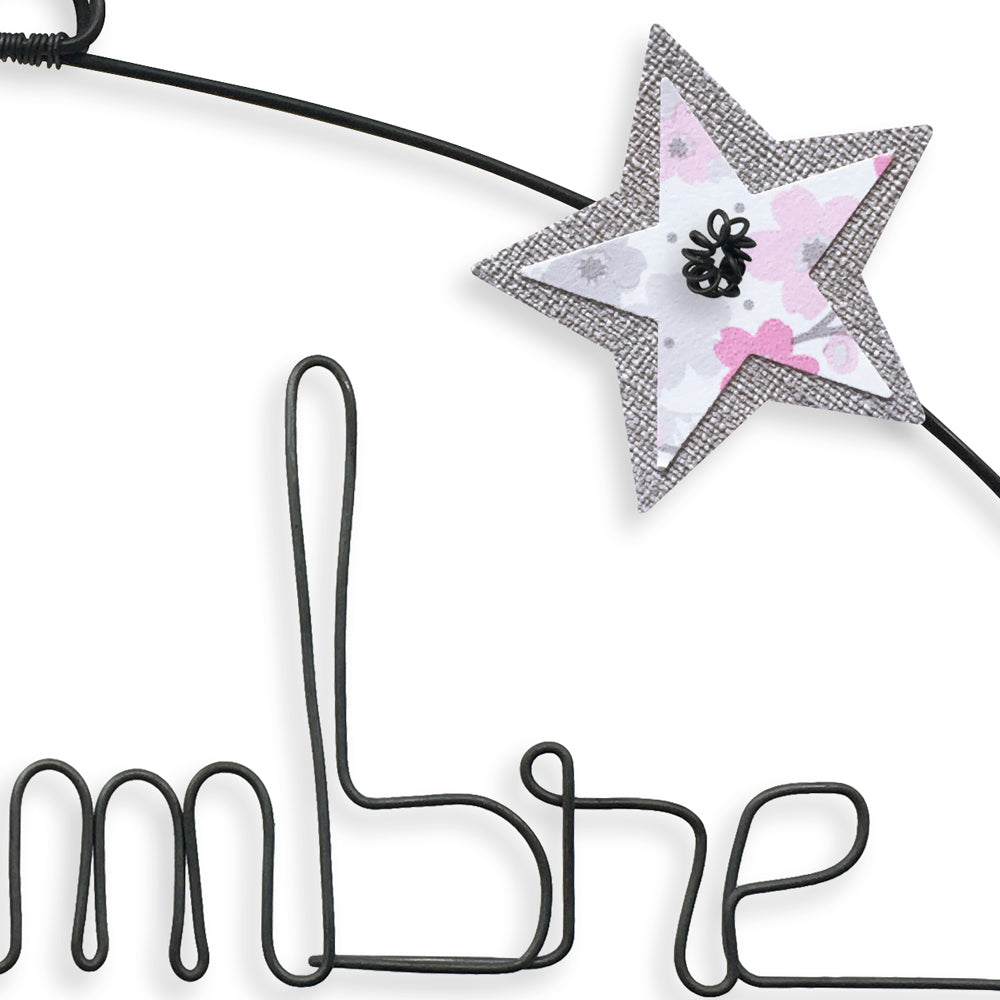 Message coloré en fil de fer - Étoile - Rose : Chambre de princesse - environ 37 x 47 cm - Bijoux de mur
