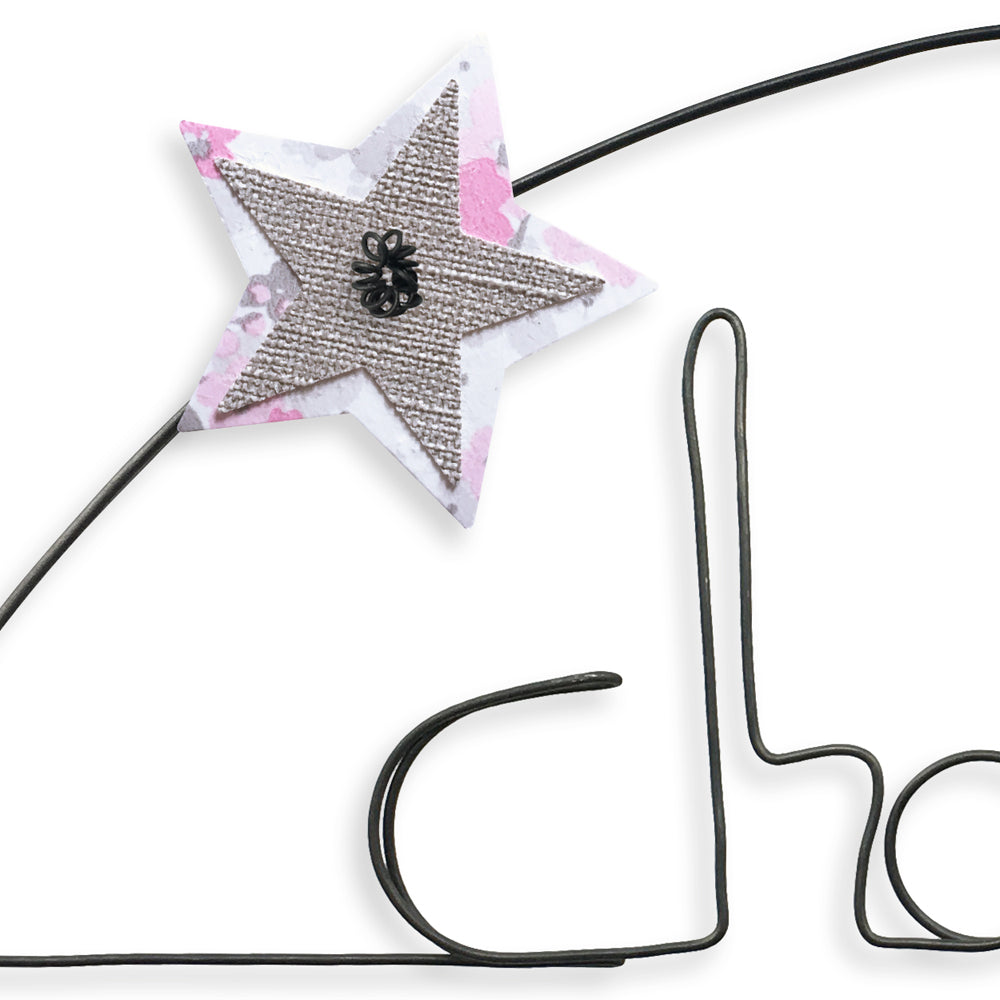 Message coloré en fil de fer - Étoile - Rose : Chambre de princesse - environ 37 x 47 cm - Bijoux de mur