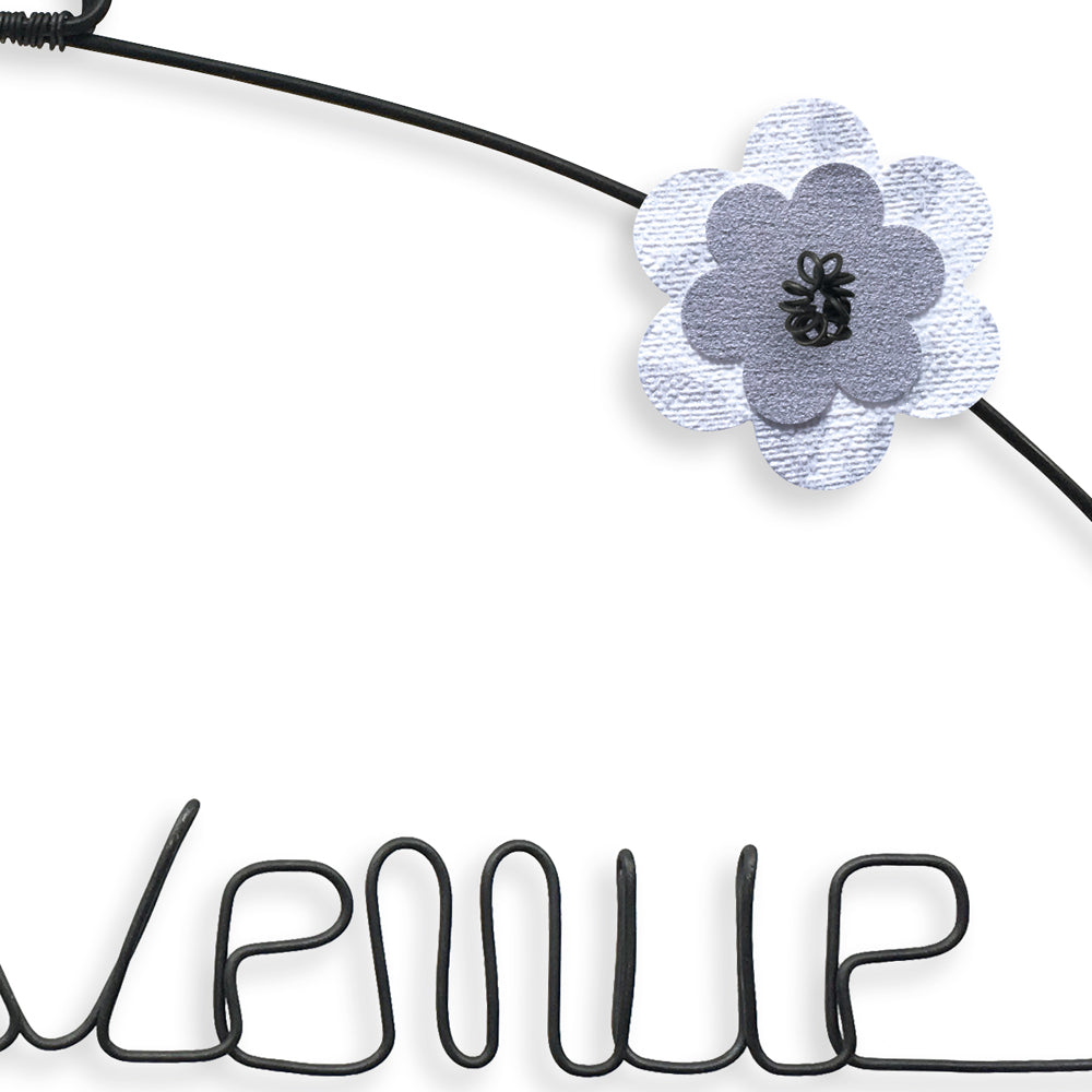 Message coloré en fil de fer - Oiseau - Blanc : Bienvenue chez nous - environ 37 x 47 cm - Bijoux de mur