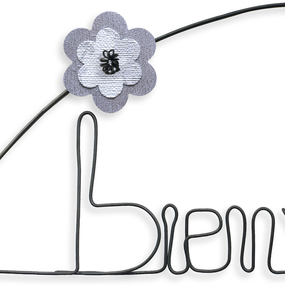 Message coloré en fil de fer - Oiseau - Blanc : Bienvenue chez nous - environ 37 x 47 cm - Bijoux de mur