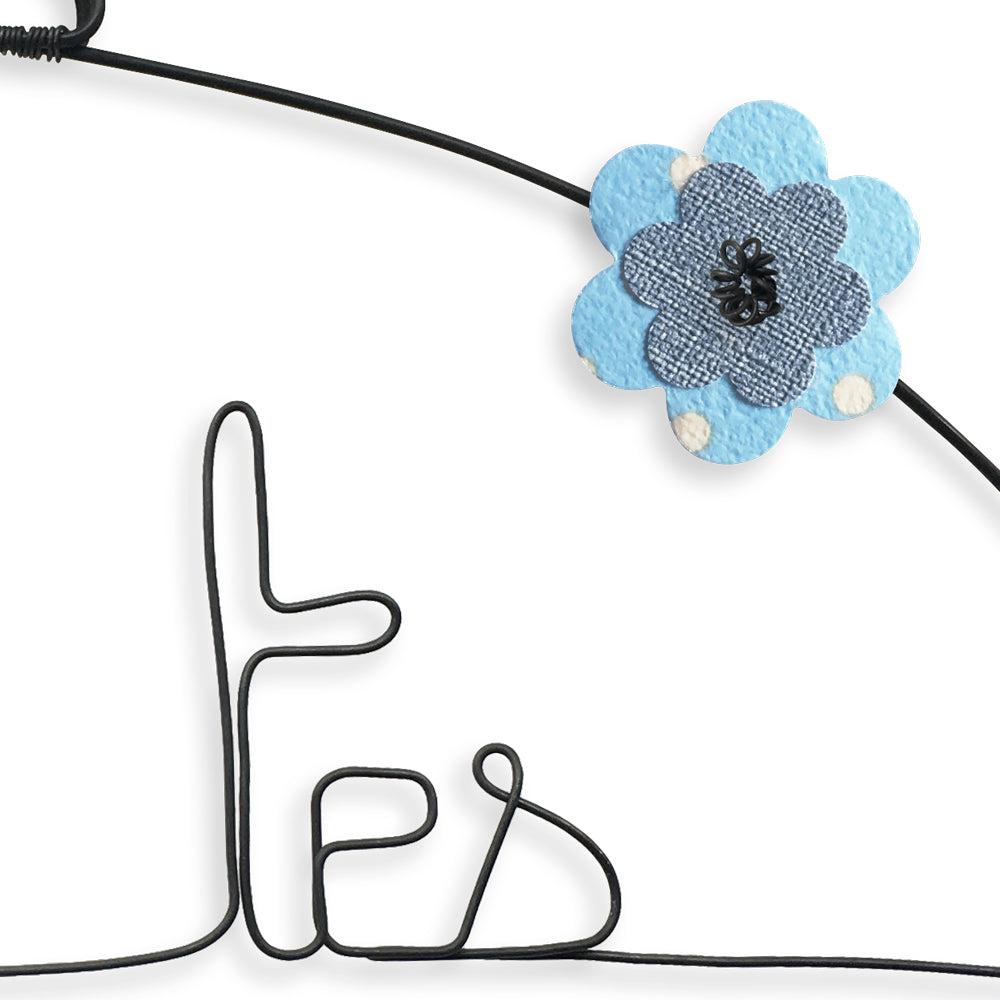 Message coloré en fil de fer - Oiseau - Bleu : Vis tes rêves - environ 37 x 48 cm - Bijoux de mur